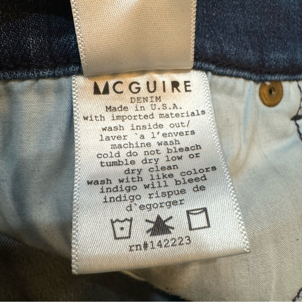 McGuire Raw Edge Hem High Rise Skinny Jeans in Dark Wash. Size Women’s 28 - Picture 15 of 17